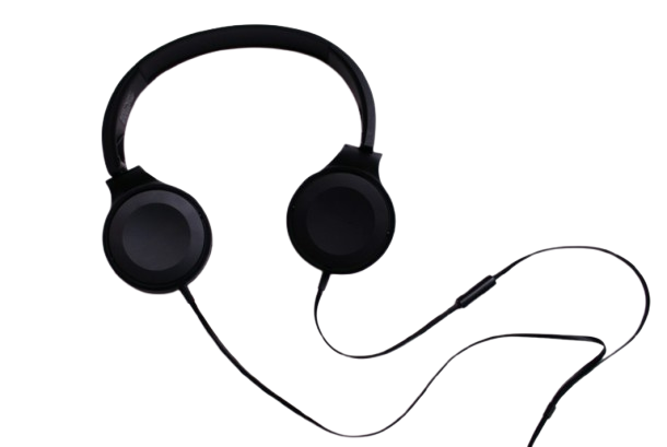 Black corded headphones